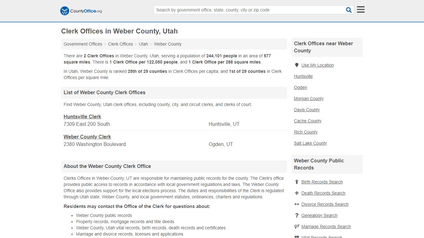 Clerk Offices - Weber County, UT (County & Court Records)